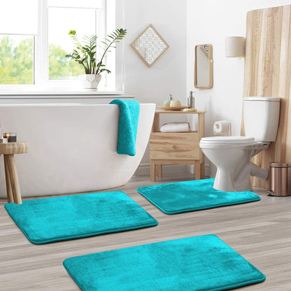 Plush Memory Foam Bathroom Mat Set - 3 Piece Comfort Set