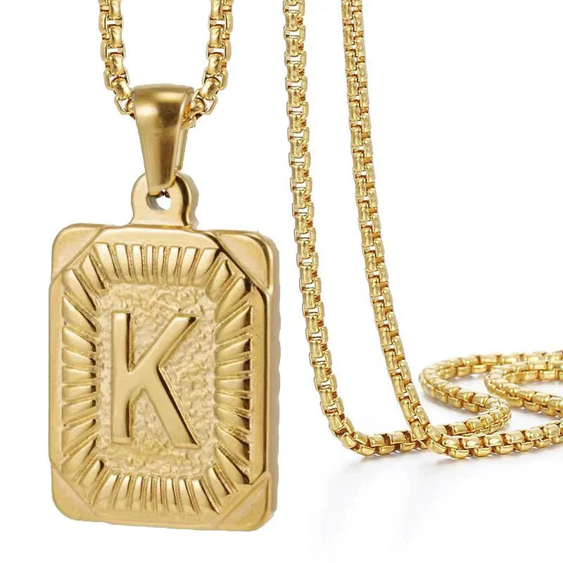 Personalized Initial Textured Bar Necklace