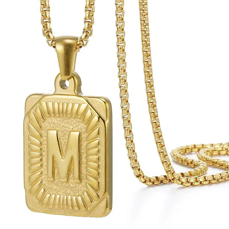 Personalized Initial Textured Bar Necklace