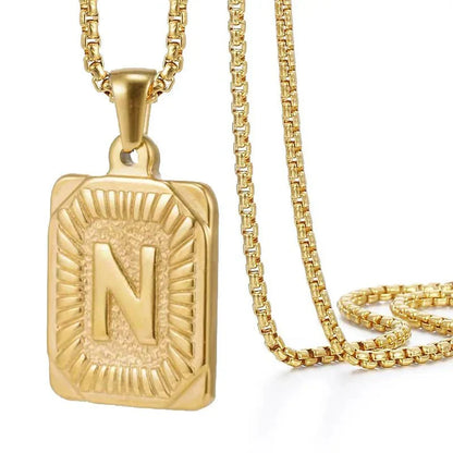 Personalized Initial Textured Bar Necklace
