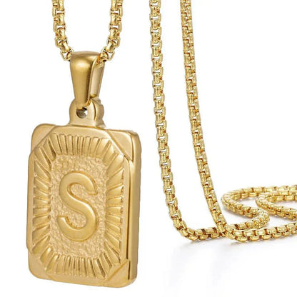 Personalized Initial Textured Bar Necklace