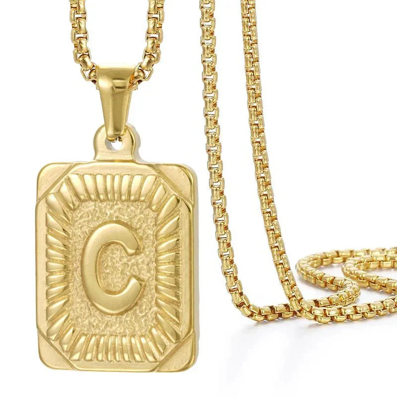 Personalized Initial Textured Bar Necklace