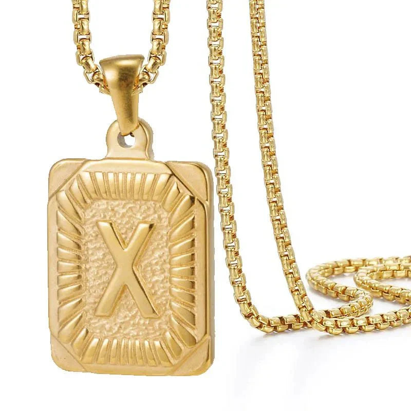 Personalized Initial Textured Bar Necklace