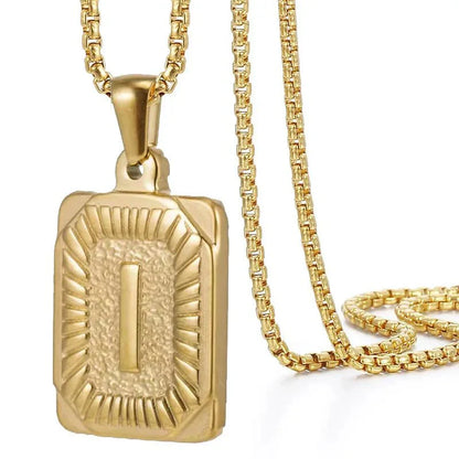 Personalized Initial Textured Bar Necklace