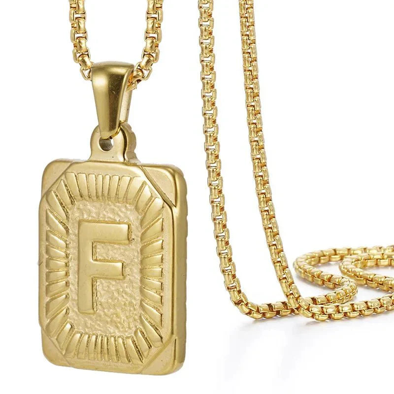 Personalized Initial Textured Bar Necklace