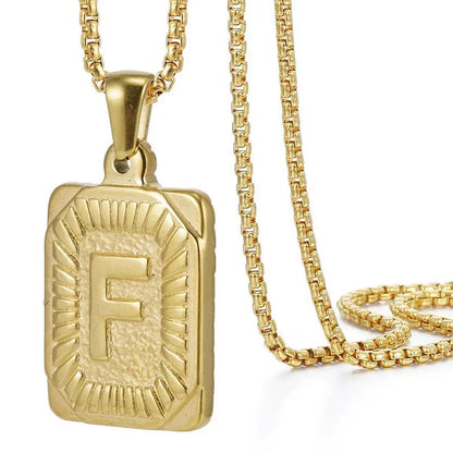 Personalized Initial Textured Bar Necklace