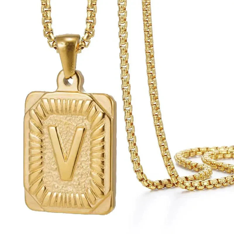 Personalized Initial Textured Bar Necklace