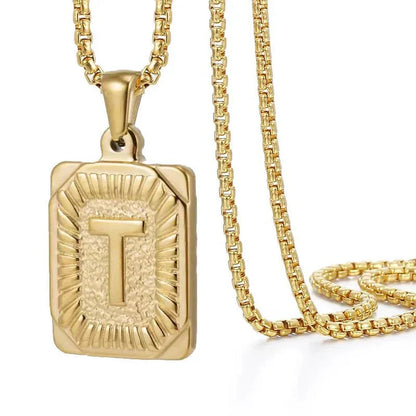 Personalized Initial Textured Bar Necklace
