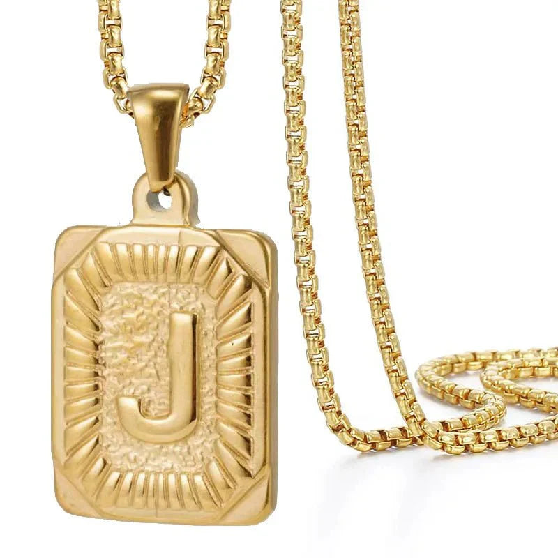 Personalized Initial Textured Bar Necklace