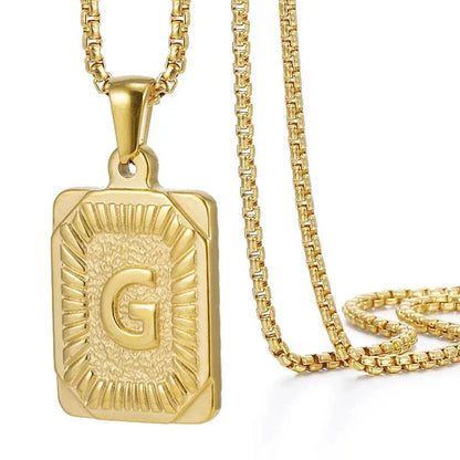 Personalized Initial Textured Bar Necklace