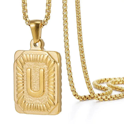 Personalized Initial Textured Bar Necklace