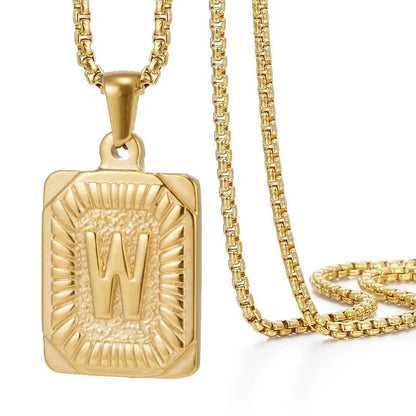 Personalized Initial Textured Bar Necklace