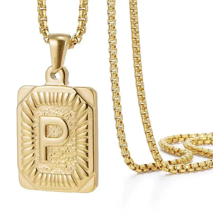 Personalized Initial Textured Bar Necklace