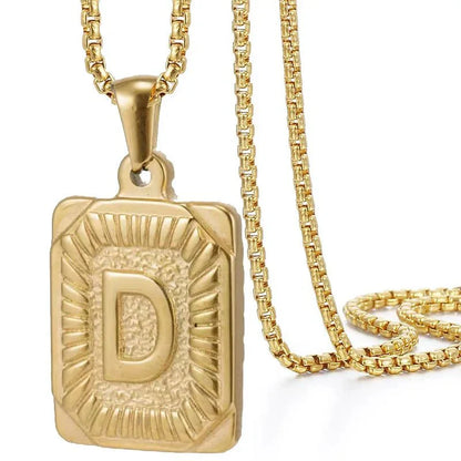 Personalized Initial Textured Bar Necklace