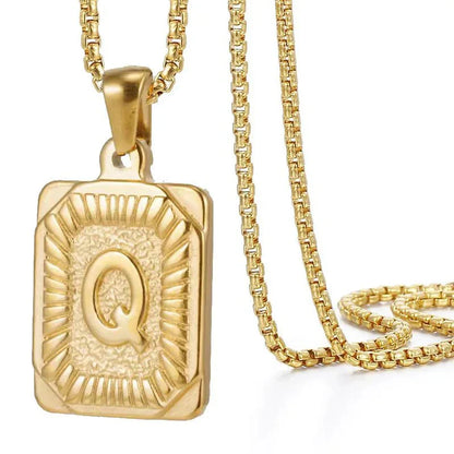 Personalized Initial Textured Bar Necklace