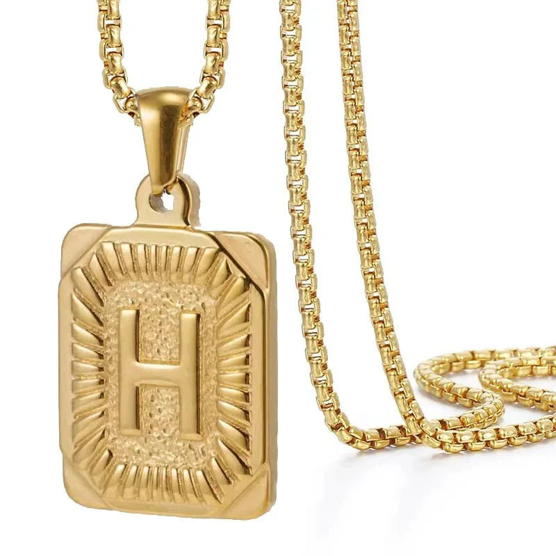 Personalized Initial Textured Bar Necklace