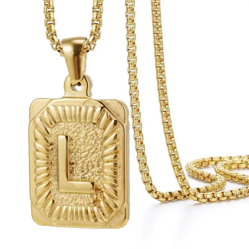 Personalized Initial Textured Bar Necklace
