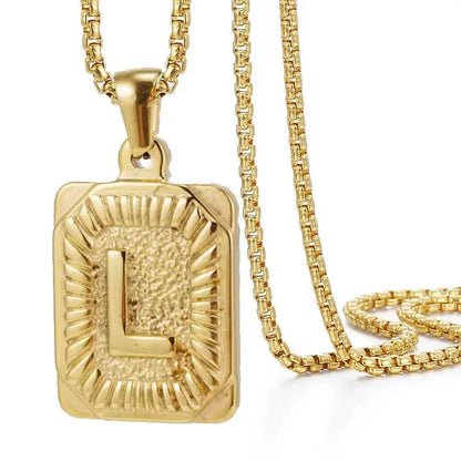 Personalized Initial Textured Bar Necklace
