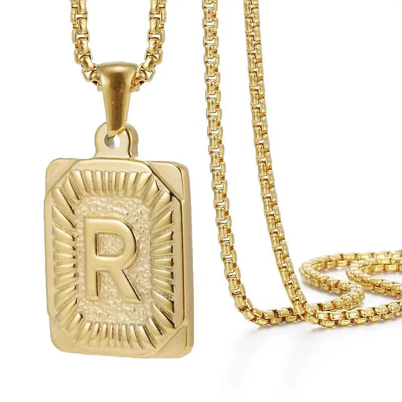Personalized Initial Textured Bar Necklace