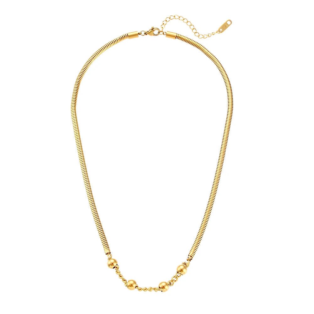 Chunky Snake Chain Gemstone Necklace and Cuff Set - Halri