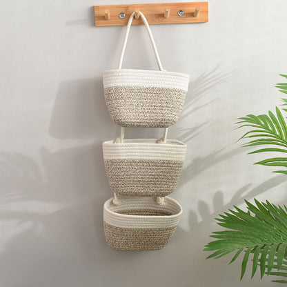 Natural Fiber 3-Tier Storage Basket Organizer