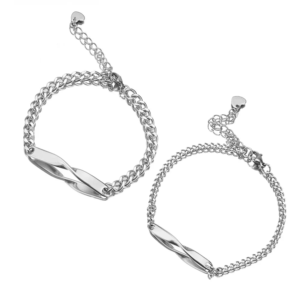 Personalized Engraved Couple Name Bracelets