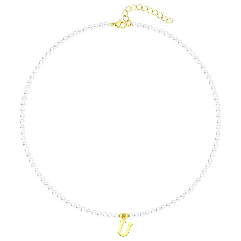 Luxurious Gold Pearl Monogram Necklace