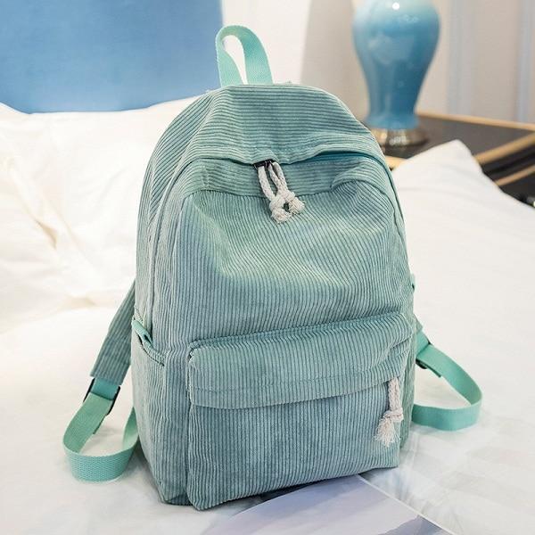 Soft Pink Corduroy School Backpack