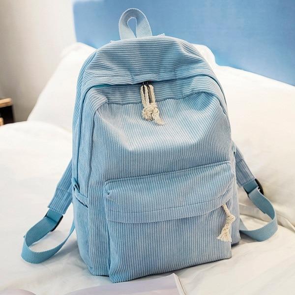 Soft Pink Corduroy School Backpack