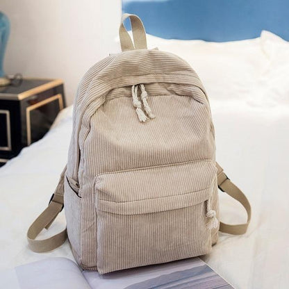 Soft Pink Corduroy School Backpack