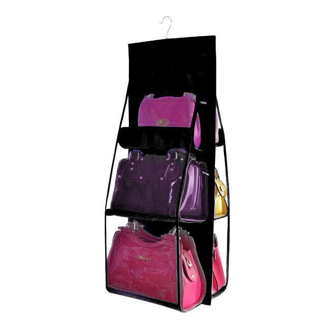 Clear Hanging Purse Organizer 6 Pocket Closet Storage - Halri