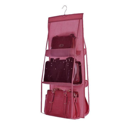 Clear Hanging Purse Organizer 6 Pocket Closet Storage