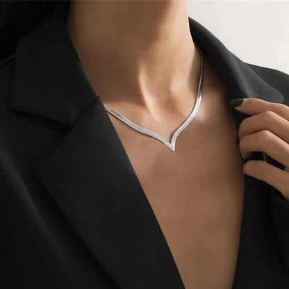 Slim Herringbone Chain Necklace