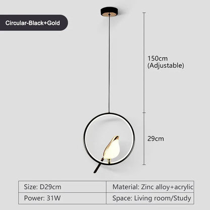 Round Bird Pendant Light Fixture