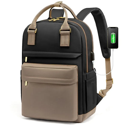 Waterproof Laptop Backpack for Women with USB Charger