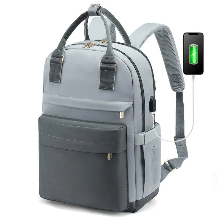 Waterproof Laptop Backpack for Women with USB Charger