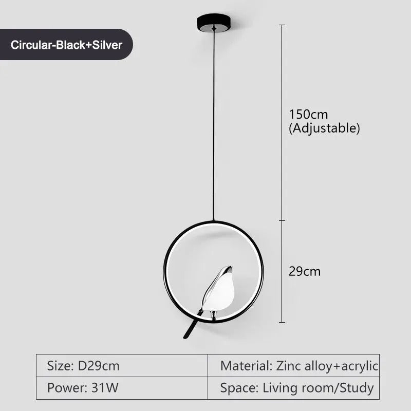Round Bird Pendant Light Fixture
