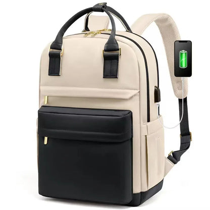 Waterproof Laptop Backpack for Women with USB Charger