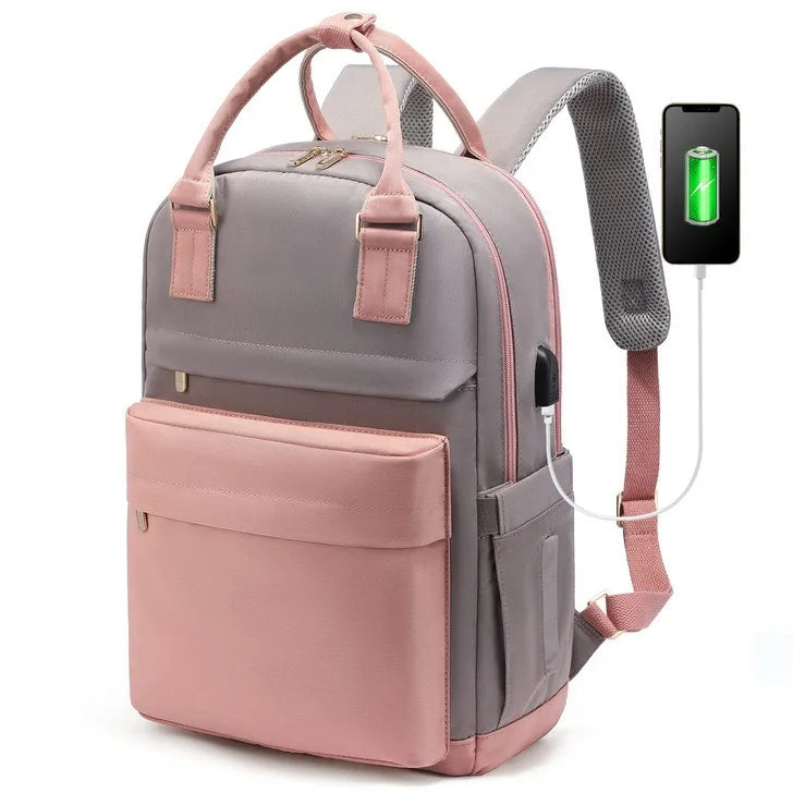 Waterproof Laptop Backpack for Women with USB Charger