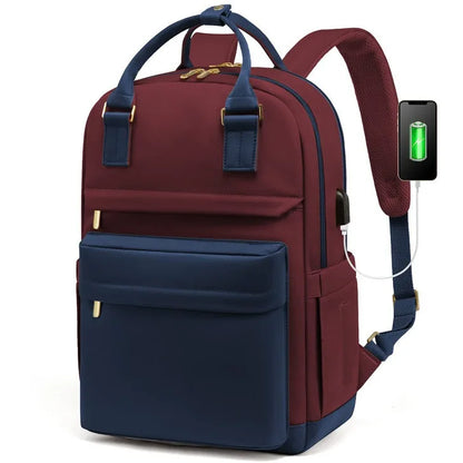 Waterproof Laptop Backpack for Women with USB Charger
