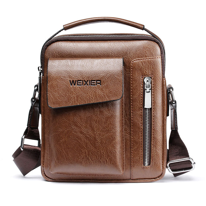 Stylish Men's Crossbody Bag - Faux Leather Satchel - Halri