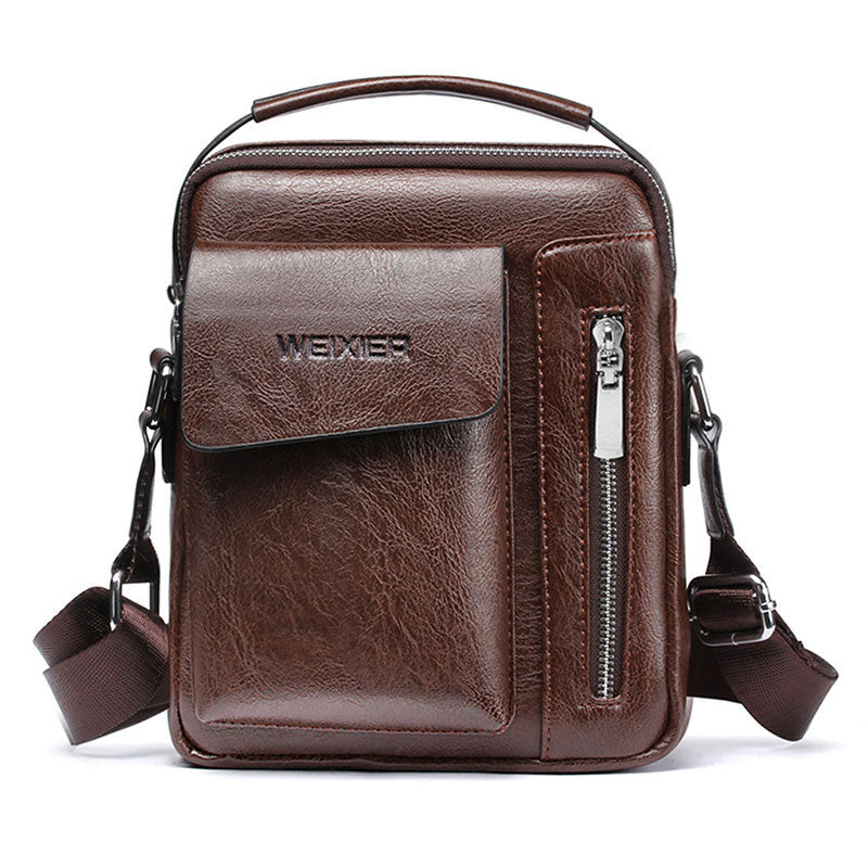 Stylish Men's Crossbody Bag - Faux Leather Satchel