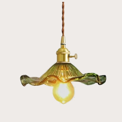 Glarefusion Vintage Glass Hibiscus Flower Pendant Light