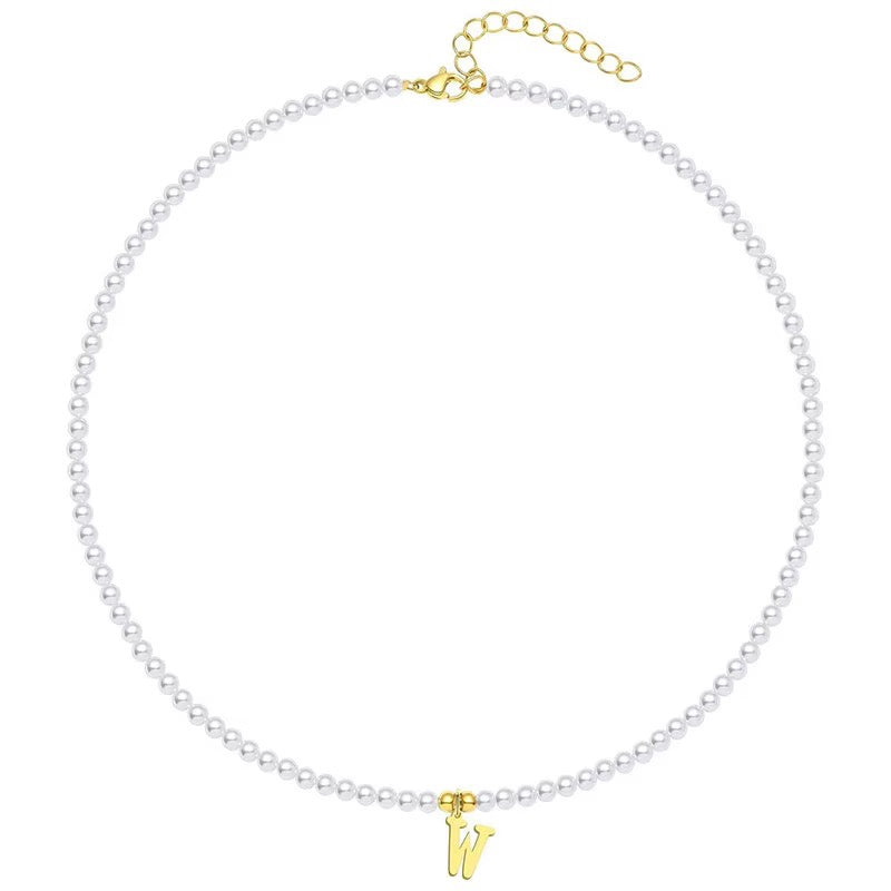 Luxurious Gold Pearl Monogram Necklace
