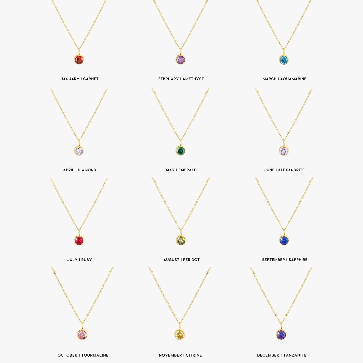 Gemstone Drop Pendant Necklace