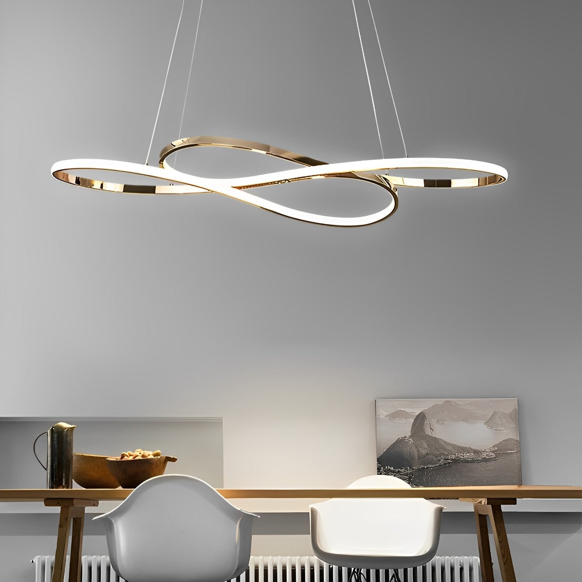 Stylish Curved 8 Led Dimmable Pendant Light Fixture