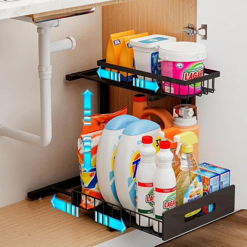 Space Saving Double Layer Sink Storage Unit