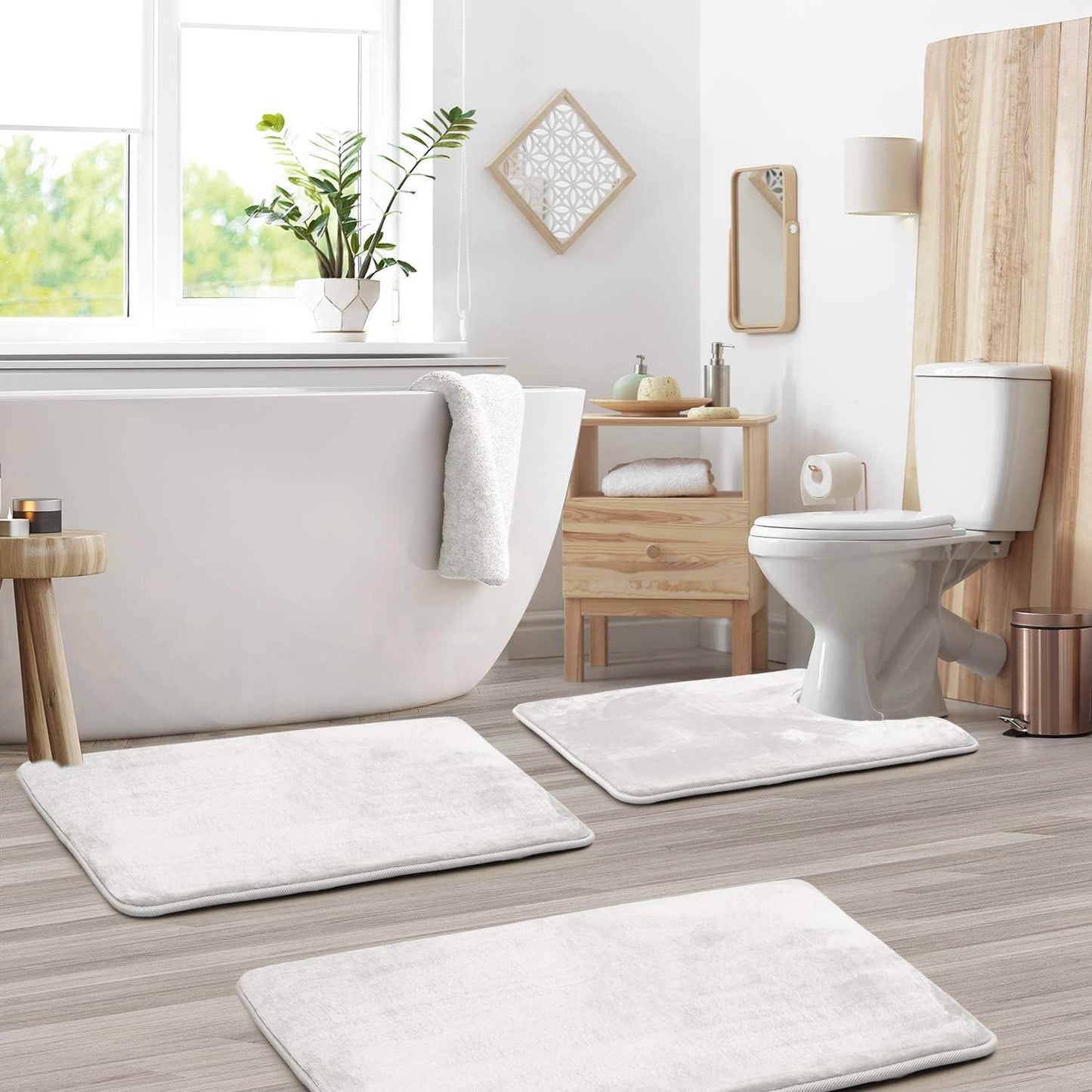 Plush Memory Foam Bathroom Mat Set - 3 Piece Comfort Set