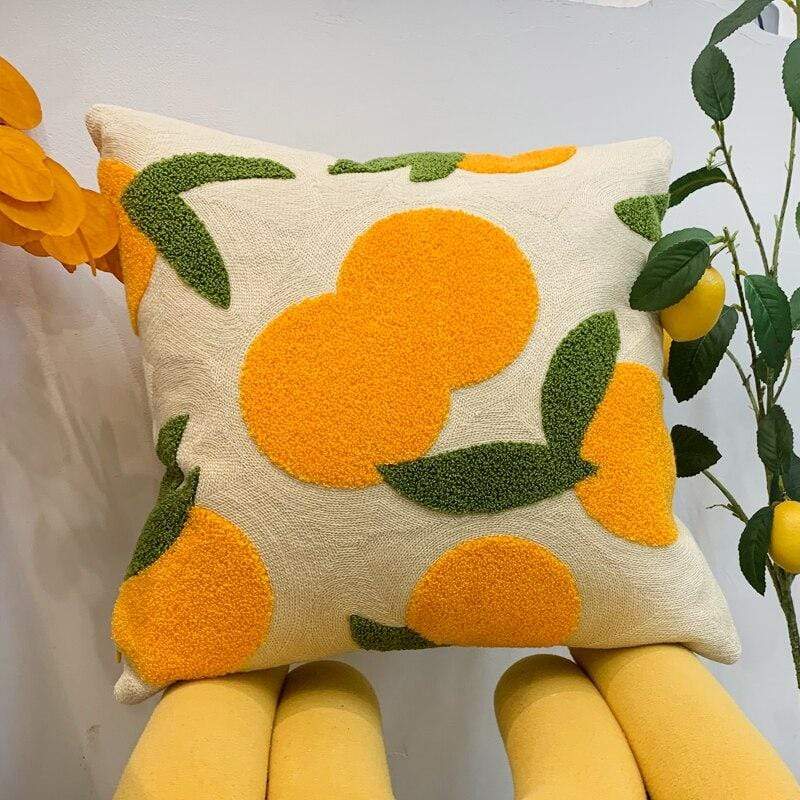 Vibrant Orange Embroidered Throw Pillow - Halri