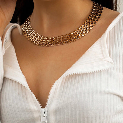 Delicate Thin Flat Link Choker Necklace - Halri